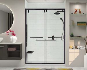 Premium Samuel Mueller solid-surface shower system installed in a Lancaster County bathroom.