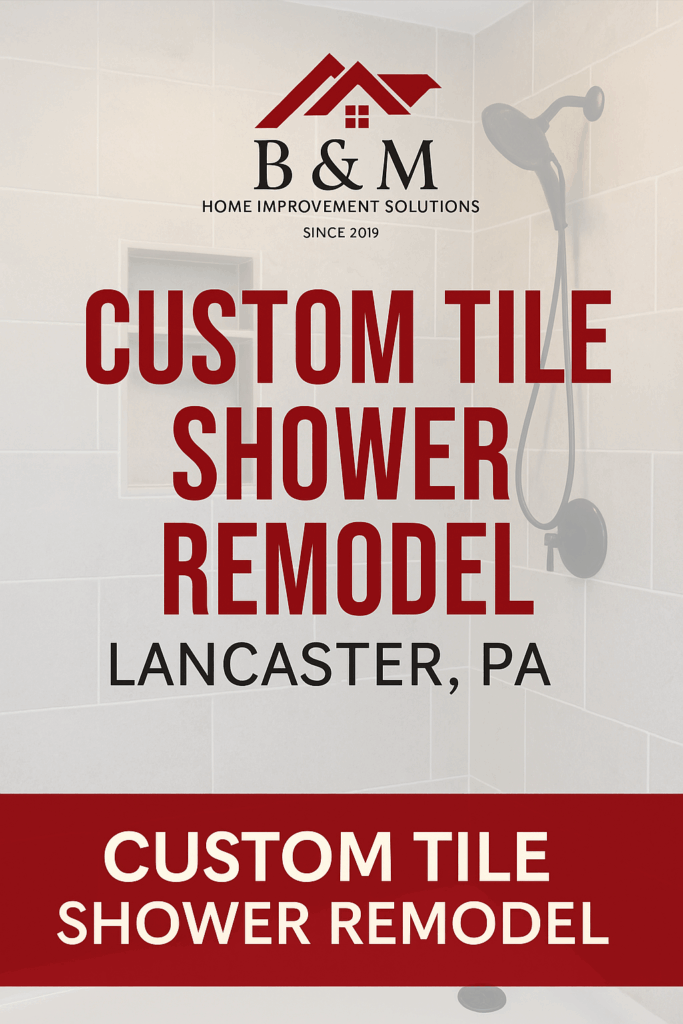 A modern luxury bathroom featuring a freestanding tub, custom tile shower with matte black fixtures, floating vanity with underlighting, and bold accent wall—showcasing one of the top bathroom design trends for 2025 in Lancaster, PA.