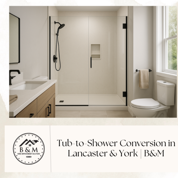 Homeowner-ready tub-to-shower conversion in Lancaster & York with low-threshold base and frameless glass